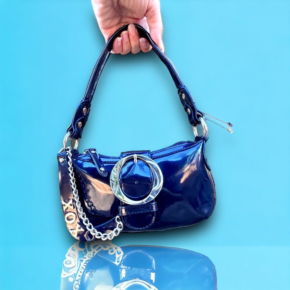 ⛓️Vtg Y2K XOXO Mini Hobo Shoulder Bag with Chain Patent PVC Micro Bag